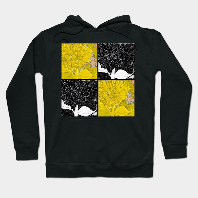 Black and Yellow Square Dahlias Hoodie by Sarah Curtiss